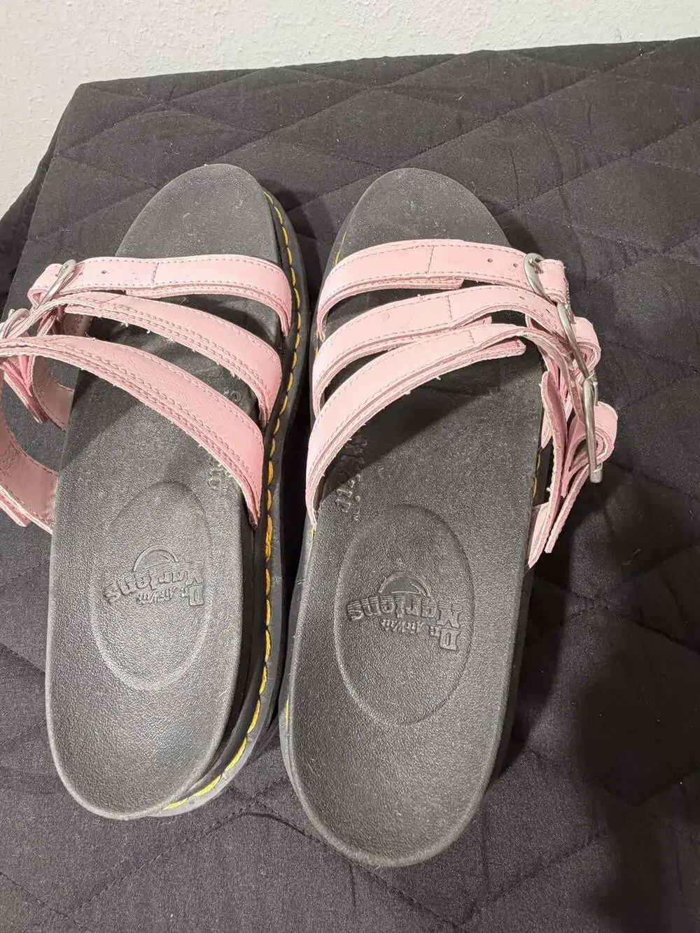 Dr. Martens Blaire Slide Leather Sandals in Pastel Pink